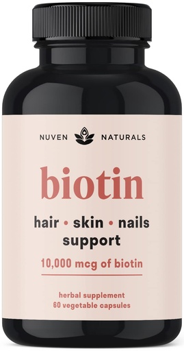 [BRSWGCY6AACROFLB] Hair Vitamins - Biotin 10000 mcg with Vitamin A, E, C, D & Adaptogens to Support Hair, Skin & Nails - Biotin Supplement for Health & Growth | Vegan, Non-GMO, Gluten Free | 60 Capsules & 30 Servings