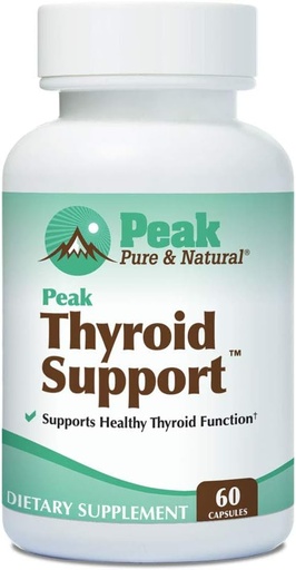 [BRSWECQCBANWK3Q3] Thyroid Support by Peak Pure & Natural | Thyroid Supplement and Metabolism Booster to Support Weight Maintenance | Iodine Supplement Designed for Underactive Thyroid | 60 Capsules