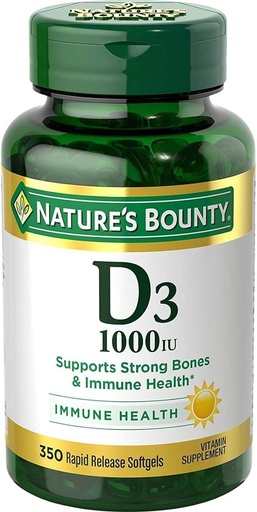 [BRSWKGYIBIBAMHDA] Nature's Bounty Bounty D-1000 IU Dietary Supplement Rapid Release Liquid Softgels 350 ea (Pack of 2)