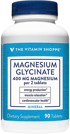 [BRSWG2TRCQIWEAAY] Vitamīnu veikals Magnijs Glycinate 400MG - Atbalsta enerģijas ražošanu, veicina muskuļu relaksācija, un uzlabo sirds veselību vispārējo labsajūtu (90 tabletes)