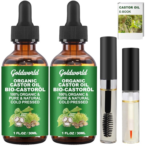 [BRSWYEAQC4OWYYLL] Castor Oil Organic and Pure Cold Pressed Unrefined Eyelash Growth Serum, Hexane Free Glass Bottle Lash, Christmas Gifts For Women Stocking Stuffers
