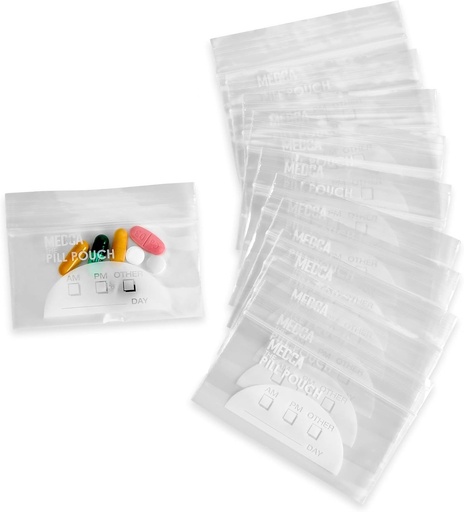 [BRSRMYYFPMAQ4CI4] Pill Pouch Bags - (Pack of 100) 4'' x 2.75" - 3 Mil BPA-Free, Poly Bag Disposable Zipper Pills Baggies, Daily AM PM Travel Medicine Organizer Storage Pouches, Best Clear Reusable with Write-on Labels