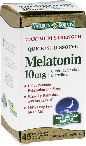 [BRSWIFL5AYBBQEIV] Nature's Bounty Melatonin 10 mg Quick Dissolve Tablets 45 ea (Pack of 3)