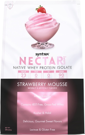 [BRSWYFAPAR5RQ3DA] Syntrax Nutrition Nectar Sweets, Whey Protein Isolate, Strawberry Mousse, 2 lbs.