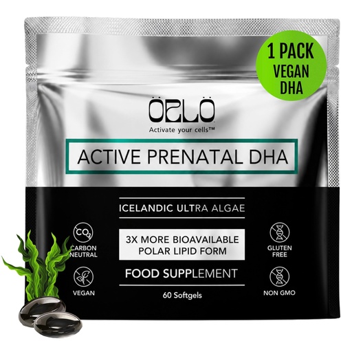 [BRSRMGIZOEIGO3DU] Orlo Prenatal DHA Supplement 1000mg - Mercury & Heavy Metals Free Algae Oil - Icelandic Nordic Omega-3, Mom & Baby Brain Development, No Fishy Aftertaste, 60 Vegan Easy-to-Swallow Mini Softgels