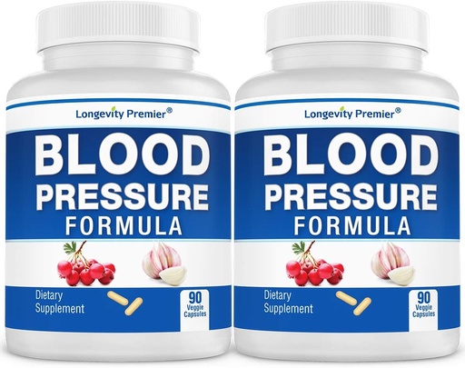 [BRSWKEY7BEHBCDAZ] [2-Bottle Value Pack] Longevity Blood Pressure Formula -Scientifically formulated with Hawthorn & 12+ Quality All Natural Herbs