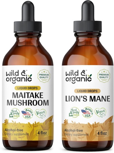 [BRSRAGIBO57WMG3D] Wild & Organic Maitake Mushroom Tincture 4 fl oz & Lion's Mane Tincture 4 fl oz