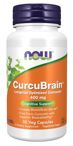[BRSWIGL2OIMQYCTY] NOW Supplements, CurcuBrain™ 400 mg with Longvida® Optimized Curcumin, 50 Veg Capsules