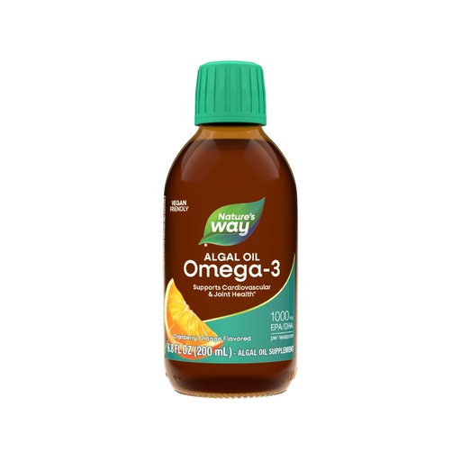 [BRSWGEAOB4NAE2A7] Nature's Way NutraVege Omega-3, Supports Eye & Brain Function*, 1000 mg EPA/DHA per Teaspoon(1), Vegan-Friendly Liquid Formula, Cranberry-Orange Flavored, 6.8 oz (Packaging May Vary)