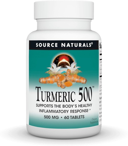 [BRSWICYPOF5BQH3G] Source Naturals Turmeric, Supports The Body's Healthy Inflammatory Response*, 500 mg - 60 Tablets