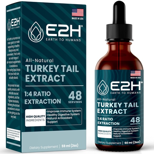 [BRSW2FAEOVYRMHIU] Turkey Tail Mushroom Extract - Faster Absorption Than Turkey Tail Mushroom Capsules or Powder - All-Natural Immune System & Digestive Support- Real Mushrooms Turkey Tail - 2 Fl Oz by E2H