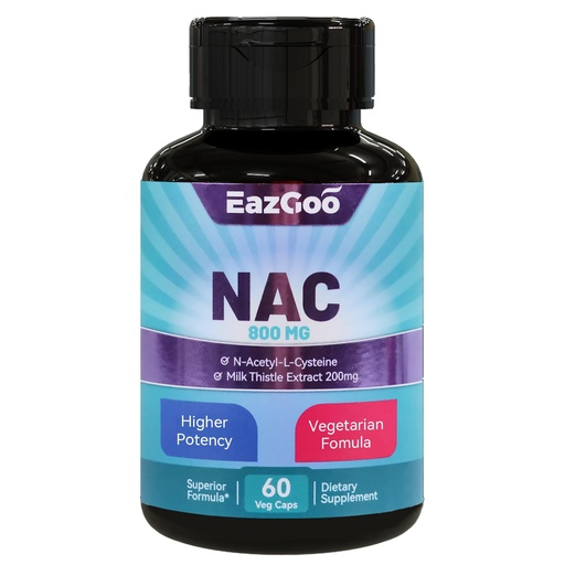 [BRSROFINPNYBGCI6] NAC Supplement N-Acetyl Cysteine 800mg, with Milk Thistle 200mg, Non-GMO, Gluten Free - 60 Capsules