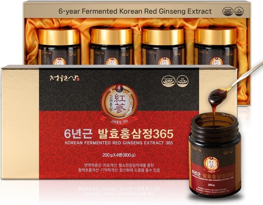 [BRSWYZQ3CMOWMFAZ] 6-Year Fermented Korean Red Ginseng Extract | 4X 200g Bottles | 9.6mg Ginsenosides per 15g | Energy, Focus, Fatigue, Immune Support | Herbal Supplement for Men & Women