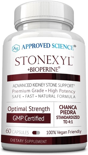[BRSRMATROIPGAEI6] Approved Science Stonexyl - Herbal Support for Kidney Stones - 60 Capsules - Chanca Piedra - High Absorption -1 Month Supply - Vegan