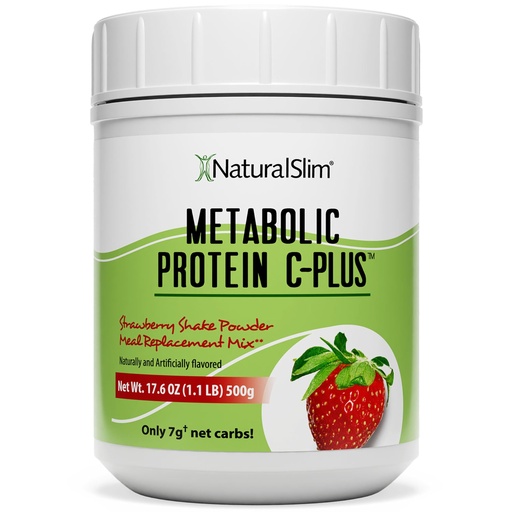 [BRSW2HYEBEBQ4HT5] NaturalSlim Metabolic Protein C-Plus | Whey Protein Powder & Shake | Vitamin C, L-Glutamine & Digestive Enzymes | Low Carb | Support Metabolism, Energy & Gut Health | 1.1 lb – Strawberry