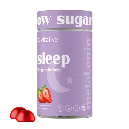 [BRSROFL7BENAAEL5] vitafive Extra Strength Melatonin Gummies, 10 mg Melatonin, Sleep Aid for Adults, Low Sugar, Vegan, Gluten Free Melatonin Supplement (50 Ct)