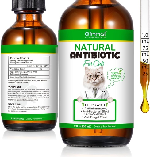 [BRSRAFAZOZ5AAYI7] 60ML Antibiotics for Cats, Premium Cat Antibiotics Supplement, Cats Multivitamin, Natural Antibiotic for Cats, Cat Antibiotic, Cat Antibiotics Supports Immune & Cats Allergy Relief-2 Fl Oz