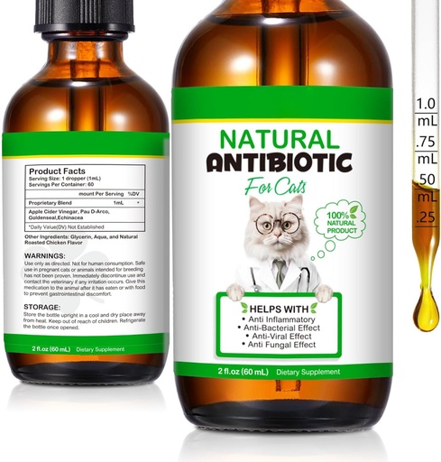 [BRSRAFAZOZ5AAYI7] NenMaoKeNu 60ML Antibiotics for Cats, Premium Cat Antibiotics Supplement, Cats Multivitamin, Natural Antibiotic for Cats, Cat Antibiotic, Cat Antibiotics Supports Immune & Cats Allergy Relief-2 Fl Oz