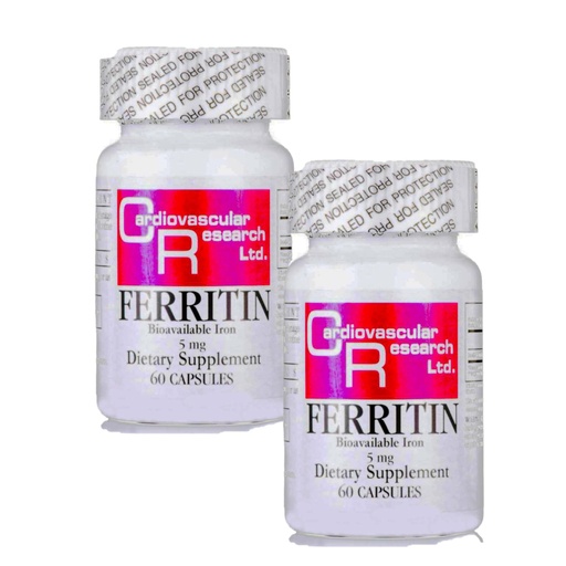 [BRSWYY34BV6BSHI2] Cardiovascular Research Ferritin (bioavailable Iron), 60 Count (Pack of 2)