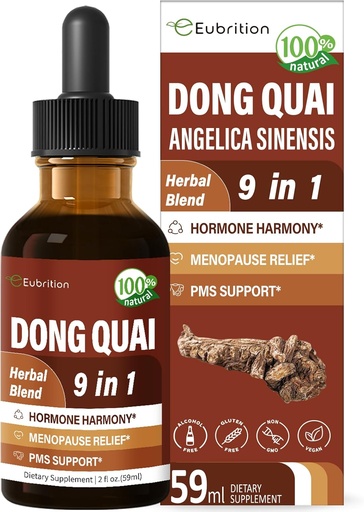 [BRSRA2YOBYHRQYD2] Dong Quai Liquid Supplement for Women, Angelica Sinensis Root Extract Tincture Support Menopause & PMS Relief, Hot Flashes, Herbal Blend Drops with Red Clover Fenugreek. 2oz