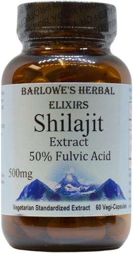 [BRSROFI7DIHB63Q3] Barlowe's Herbal Elixirs Shilajit Extract | 500mg Per Capsule | 50% Fulvic Acid | Mineral-Rich Himalayan Supplement for Vitality & Wellness | 60 Vegan Capsules | Non-GMO, Gluten-Free, Glass Bottled