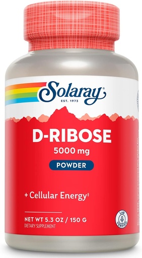 [BRSWIYANCAPGICLY] SOLARAY D-Ribose Powder 5000 mg | Healthy Cardiac and Cellular Energy (ATP) Production Support | 30 Servings | 150 Grams