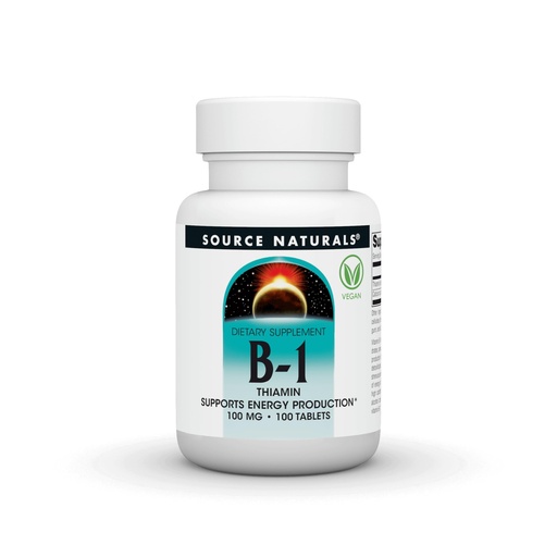 [BRSWIYYLO4DAA33Y] Source Naturals Vitamin B-1, Thiamin, Supports Energy Production* - 100 mg - 100 Tablets