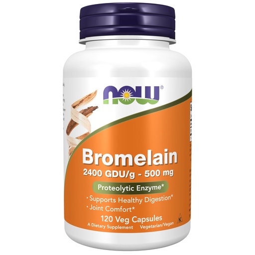 [BRSWIYQAOF4WMYLM] NOW Foods Supplements, Bromelain (Natural Proteolytic Enzyme) 2,400 GDU/g - 500 mg, Natural Proteolytic Enzyme*, 120 Veg Capsules