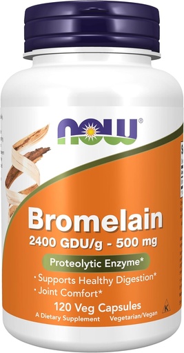 [BRSWIYQAOF4WMYLM] NOW Foods Supplements, Bromelain (Natural Proteolytic Enzyme) 2,400 GDU/g - 500 mg, Natural Proteolytic Enzyme*, 120 Veg Capsules