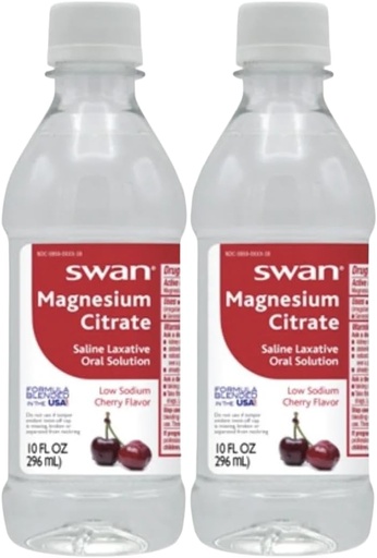 [BRSRAZICPMPQ2YD4] Swan Magnesium Citrate Oral Laxitive Solution for Occational Constipation Cherry Flavor (2 10oz Bottles)