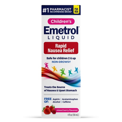 [BRSRAZLQAQARMETO] Emetrol Children's Non-Drowsy Nausea Relief - Liquid Nausea Medicine for Upset Stomach - Nausea Relief for Kids - Mixed Berry Flavor - 4fl oz