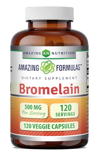 [BRSRMCADDJ4AEF3H] Amazing Formulas Bromelain Supplement | 500 Mg Per Serving | Veggie Capsules | Non-GMO | Gluten Free | Made in USA | Ideal for Vegetarians (1 Pack | 120 Count)