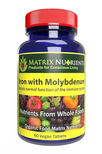 [BRSRAEIBBAOQE3IV] Iron with Molybdenum - Immune and Stress Support, ANTIOXIDANT Health, Assists with Cellular Growth - 100% Organic - Vegan Tablets (60ct)