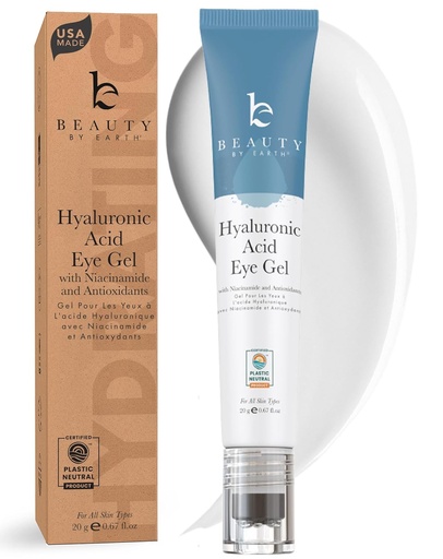 [BRSW2BAYCRYAYADH] Beauty by Earth Under Eye Cream - Cooling Anti-Aging Hyaluronic Acid Eye Gel for Dark Circles, Puffiness & Wrinkles