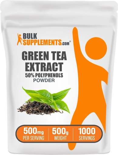[BRSWIFI6OYHQK2L4] BulkSupplements.comgreen tee ekstrakti pulber - 50% Polyphenols Supplement, EGCG Supplements - Gluteenivaba, 500mg per Serving, 500g (1,1 naela) (pakk 1)