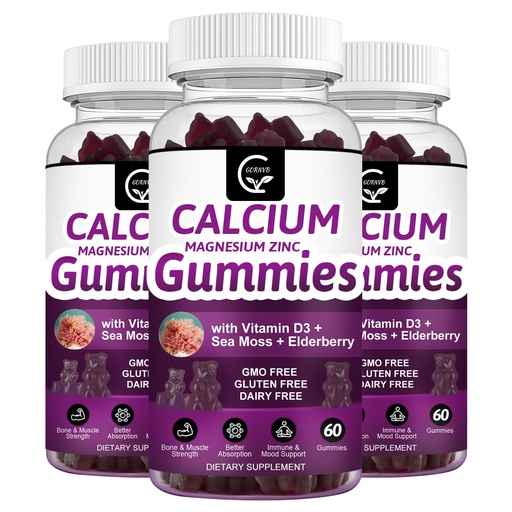 [BRSROHA7CEHAGCTJ] Calcium Magnesium Zinc Gummies with High Absorption Magnesium Glycinate 300mg, Potassium - Plant Complex Calcium Magnesium 2:1 Ratio, with D3 Sea Moss for Bone, Immune & Sleep Support, Vegan-2 Pack