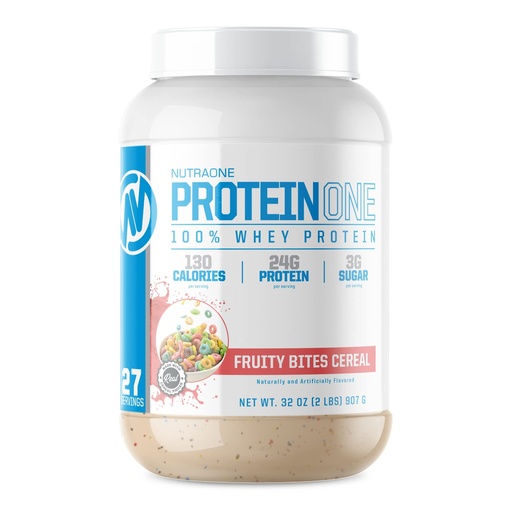 [BRSW2CYKOEFQYAIV] NutraOne ProteinOne Whey Protein Promote Recovery and Build Muscle with a Protein Shake Powder for Men & Women (Fruity Bites Cereal - 2 lbs.)