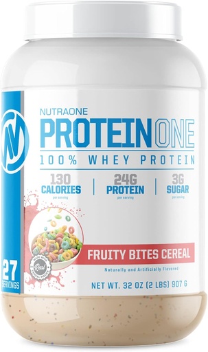[BRSW2CYKOEFQYAIV] NutraOne ProteinOne Whey Protein fremme gjenoppretting og bygge muskler med et protein ristepulver for menn og kvinner (Fruity Bites Cereal - 2 lbs.)