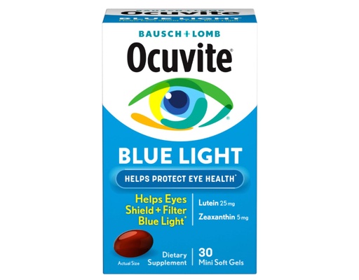 [BRSWGFALCIPAOFYZ] Bausch + Lomb Ocuvite Blue Light Lutein 25mg Lutein & Zeaxanthin Supplement, 30 Softgels (Pack of 2)