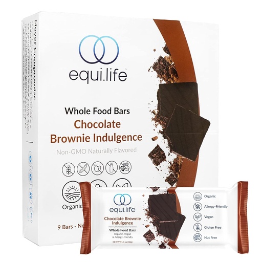 [BRSW2ZYCCV7B4HY3] EquiLife - Whole Food Bars, Paleo & Vegan Protein Bars, Organic Nutrition Bars, 6g of Protein, Under 200 Calories, Rich Cocoa Flavor, Travel-Size, Gluten-Free, Soy-Free (Chocolate Brownie, 9 Count)