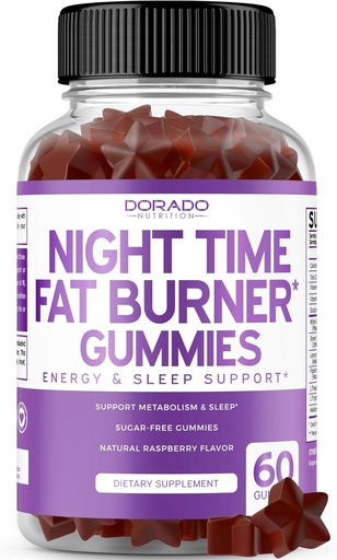 [BRSROAI7OUIRY2D6] Night Time Fat Burner Gummies (60 Count) Weight Loss & Metabolism - Sugar-Free - Delicious Raspberry Flavored Melatonin Supplement Gummies - Vegan Safe - Third Party Tested - Made in USA