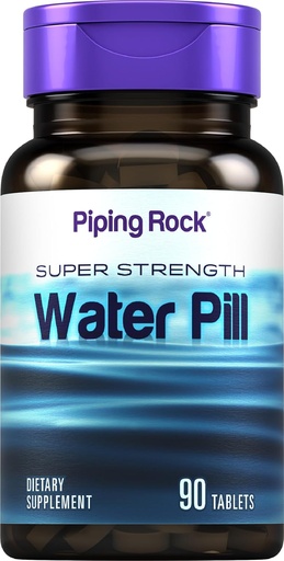 [BRSWYGQYCN4B6H3L] Piping Rock pilule d'eau pour hommes et femmes de 90 comprimés de Super Strength Supplément de Végétarien, Non-OGM, Sans gluten