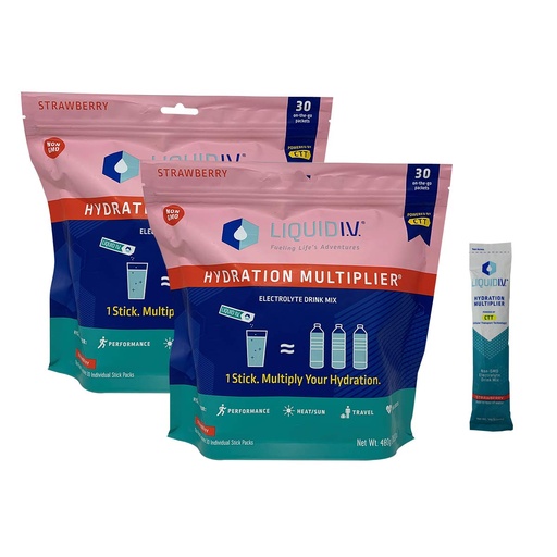 [BRSWYAQZDN4BAD3L] Sıvı I.V. Hydration Multiplier, 30 Stick Packs, Strawberry (2 Pack)