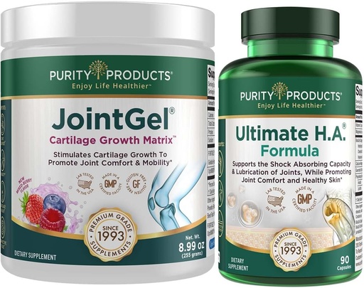 [BRSW2HQ7DN5QAHTJ] Purity Products Bundle - JointGel (Berry Flavor) + Ultimate HA Joint Gel Berry Powder (Bioactive Collagen Peptides + MSM) - Ultimate H.A. (BioCell Collagen, Quercetin, Hyaluronic Acid + Más)