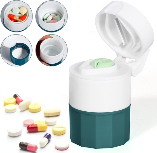 [BRSRAEINCQBBYCL3] Pill Crusher og Cutter, Pill Grinder til små piller og vitaminer, Pill Crusher Grinder Fine Powder, 4-1- Medicin Pulverizer Grinder, Pill Cutter med Medicine Storage