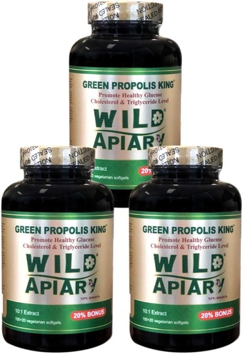 [BRSROBTQC4AQOYA7] Generic 3 Bottles of Wild Apiary Brazilian Green Bee Propolis King Vegetable Softgels (120 caps)-Non Alcoholic, Wax Free, Sugar Free,