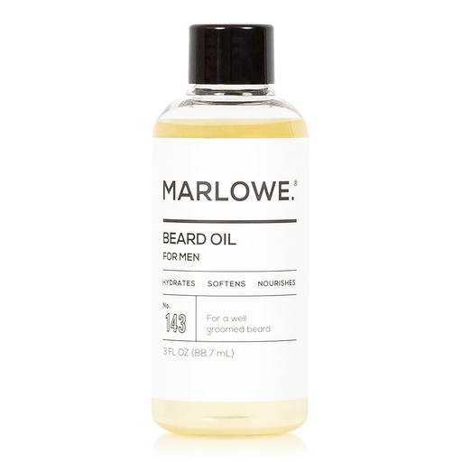 [BRSWEBL4BEIBOH3J] MARLOWE. No. 143 Beard Oil 3 oz, Conditioning Oil for Men, Softer & Fuller Beard Care, 100% Natural Softener with Sunflower & Safflower Oils, Conditions & Nourishes, Fragrance Free