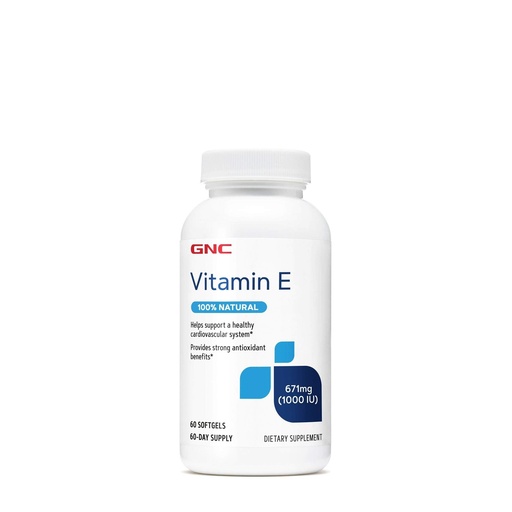 [BRSWYZA7BUJWKFDZ] GNC Vitamin E 100% Natural 1000IU - 60 Softgels, 60 Servings