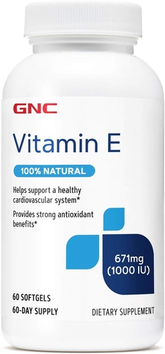 [BRSWYZA7BUJWKFDZ] GNC Vitamin E 100% Natural 1000IU - 60 Softgels, 60 Servings