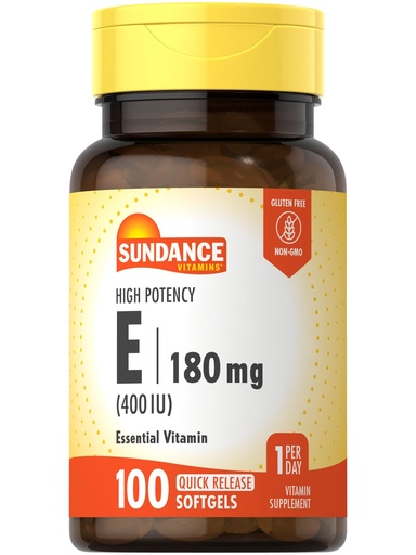 [BRSWKED2OMFRSEYV] Sundance Vitamin E 180mg (400 IU) | 100 Quick Release Softgels | High Potency Formula | Non-GMO and Gluten Free Supplement